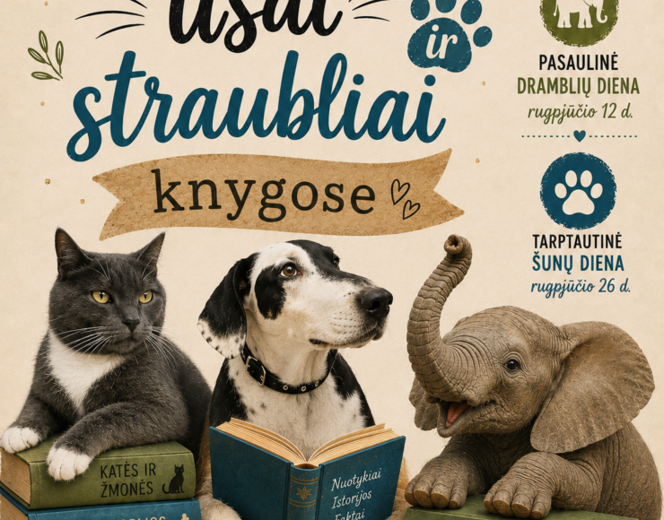 Literatūros paroda „Uodegos, ūsai ir straubliai knygose“