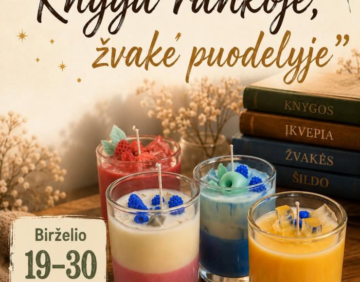 Rankų darbo žvakių paroda „Knyga rankoje, žvakė puodelyje“